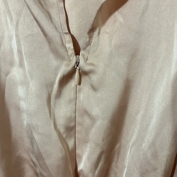 Classic Elegance Blush Satin Sleeveless Mock Neck Maxi Dress - Picture 6 of 6